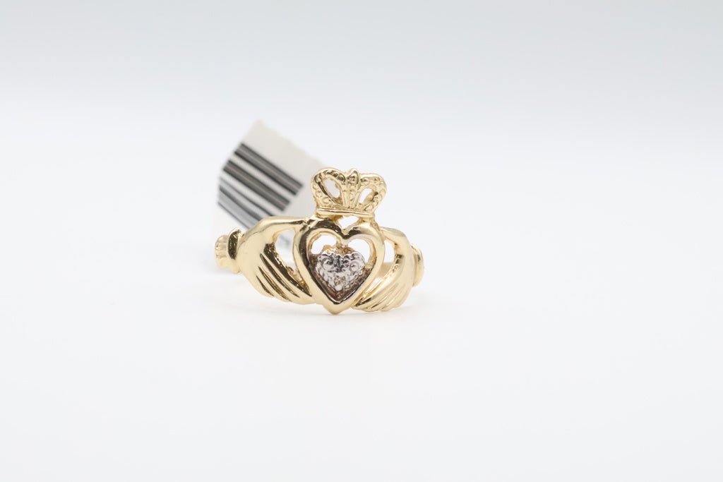 Anillo de Mujer Manos y Corona 14kt Weight 2.2g