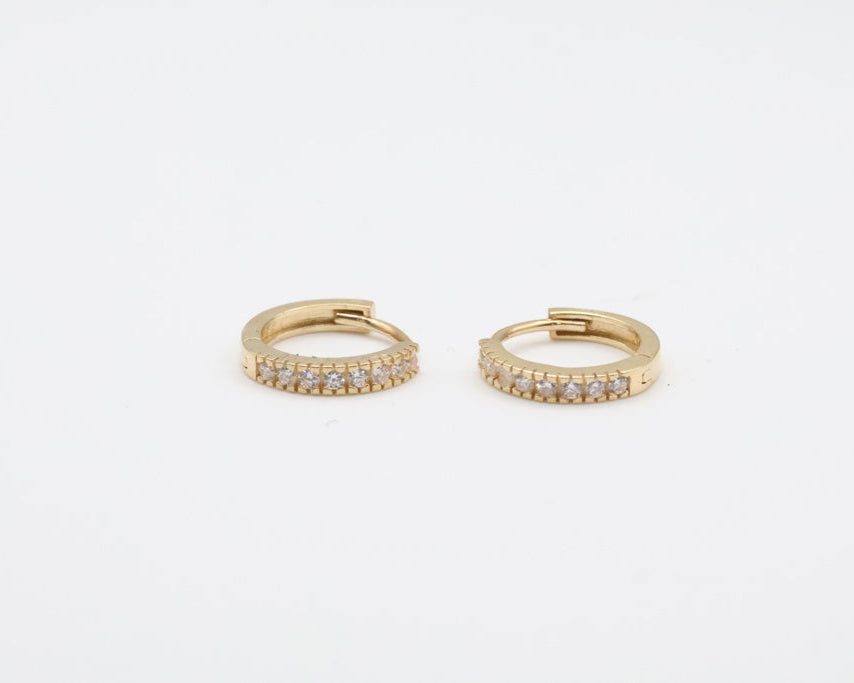 Argollas 14kt zirconia Size 12mm x 2mm Weight 1.35g