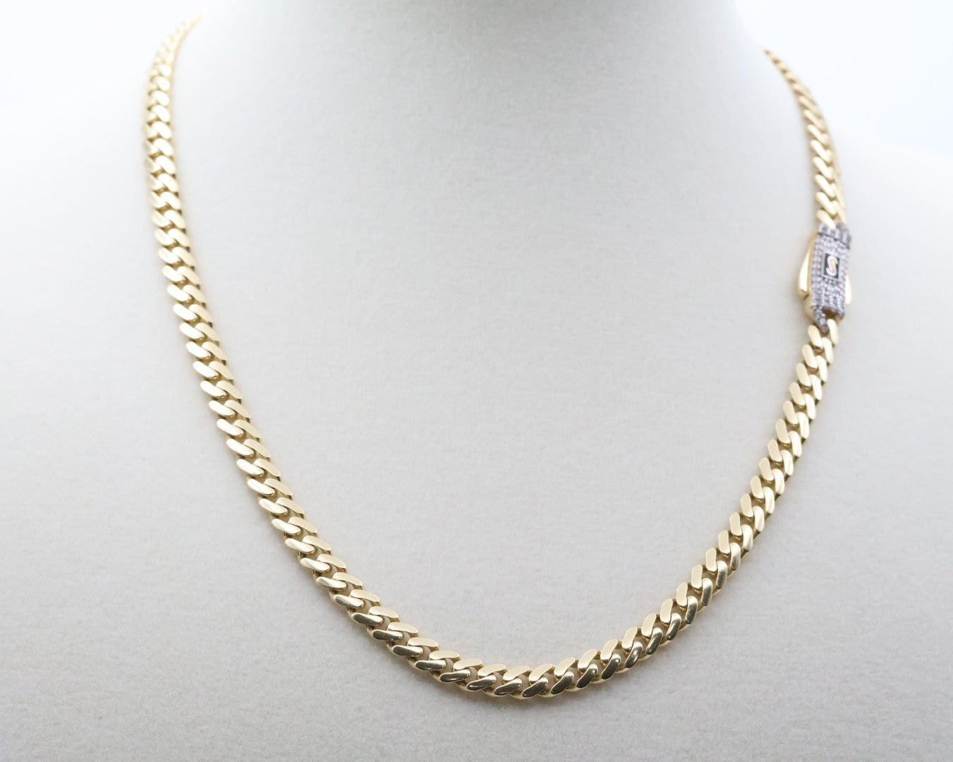 Cadena Monaco 14kt zirconia Size 5mm Weight 11.2g