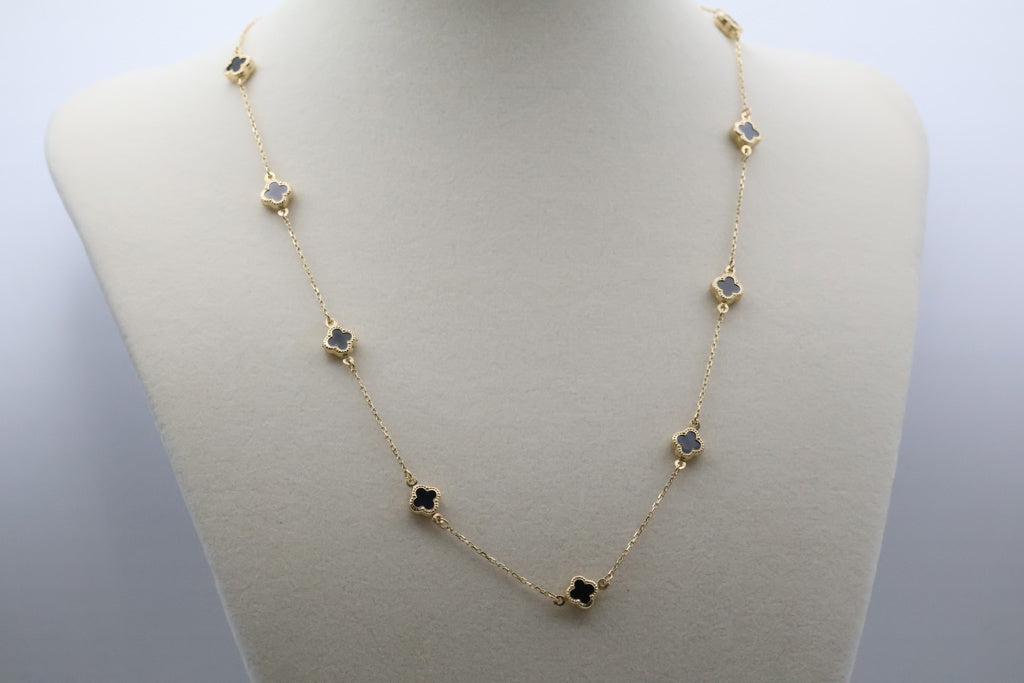 Black Flowers Chain 14kt Black Size 18" Weight 5.1g