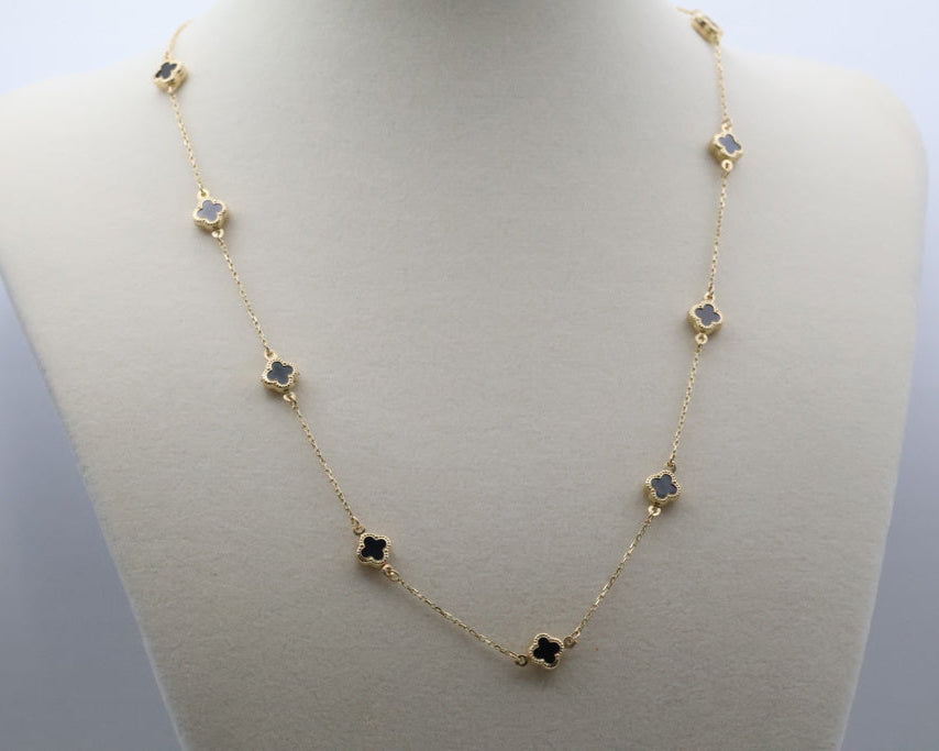 Black Flowers Chain 14kt Black Size 18" Weight 5.1g