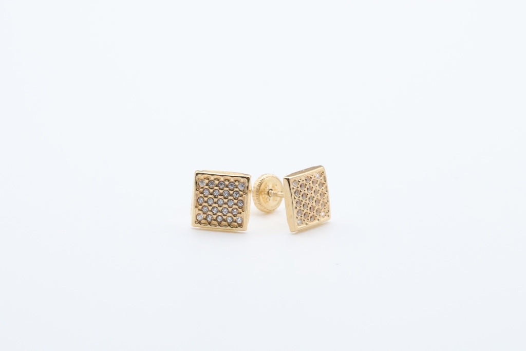 Aretes Cuadrado 14kt zirconia Size 7mm