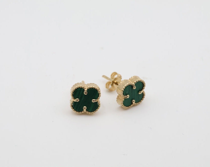 Aretes Flor Verde 14kt Verdes Size 9.5mm Weight 1.9g