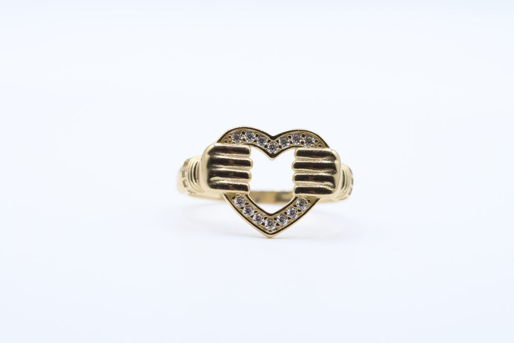 Anillo de Mujer Corazon con Manos 10Kt Weight 2.5g