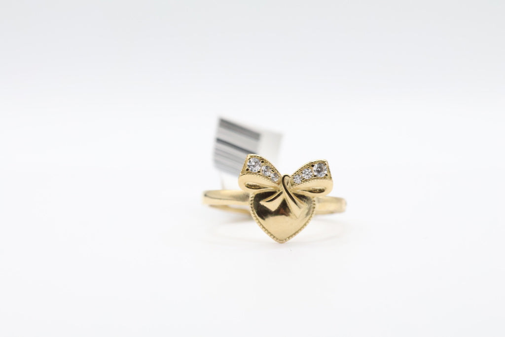Anillo de Mujer Corazon Y Lazo 10Kt Weight 2.2g
