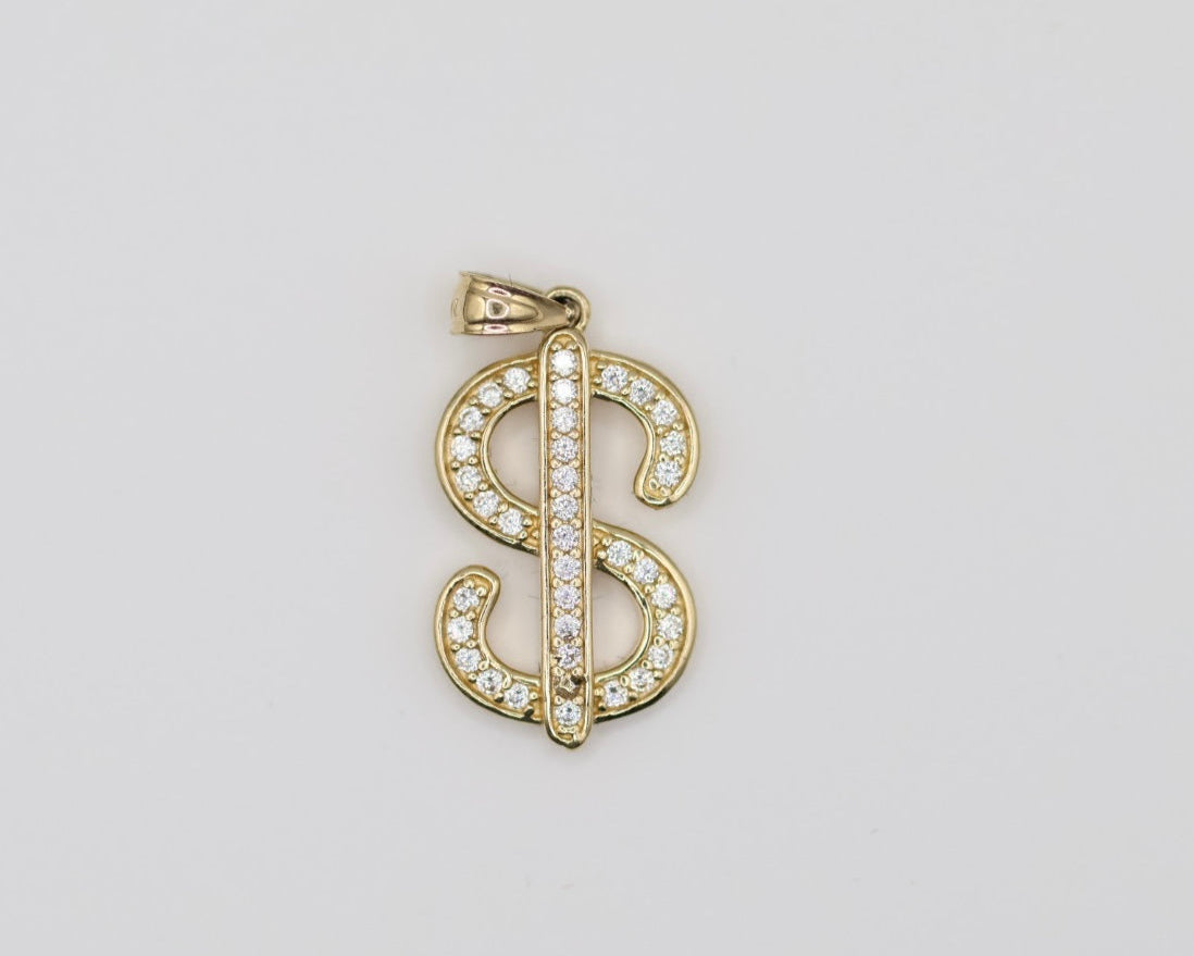Dijes Dinero 14kt zirconia Size 18mm x 11mm Weight 2.2g