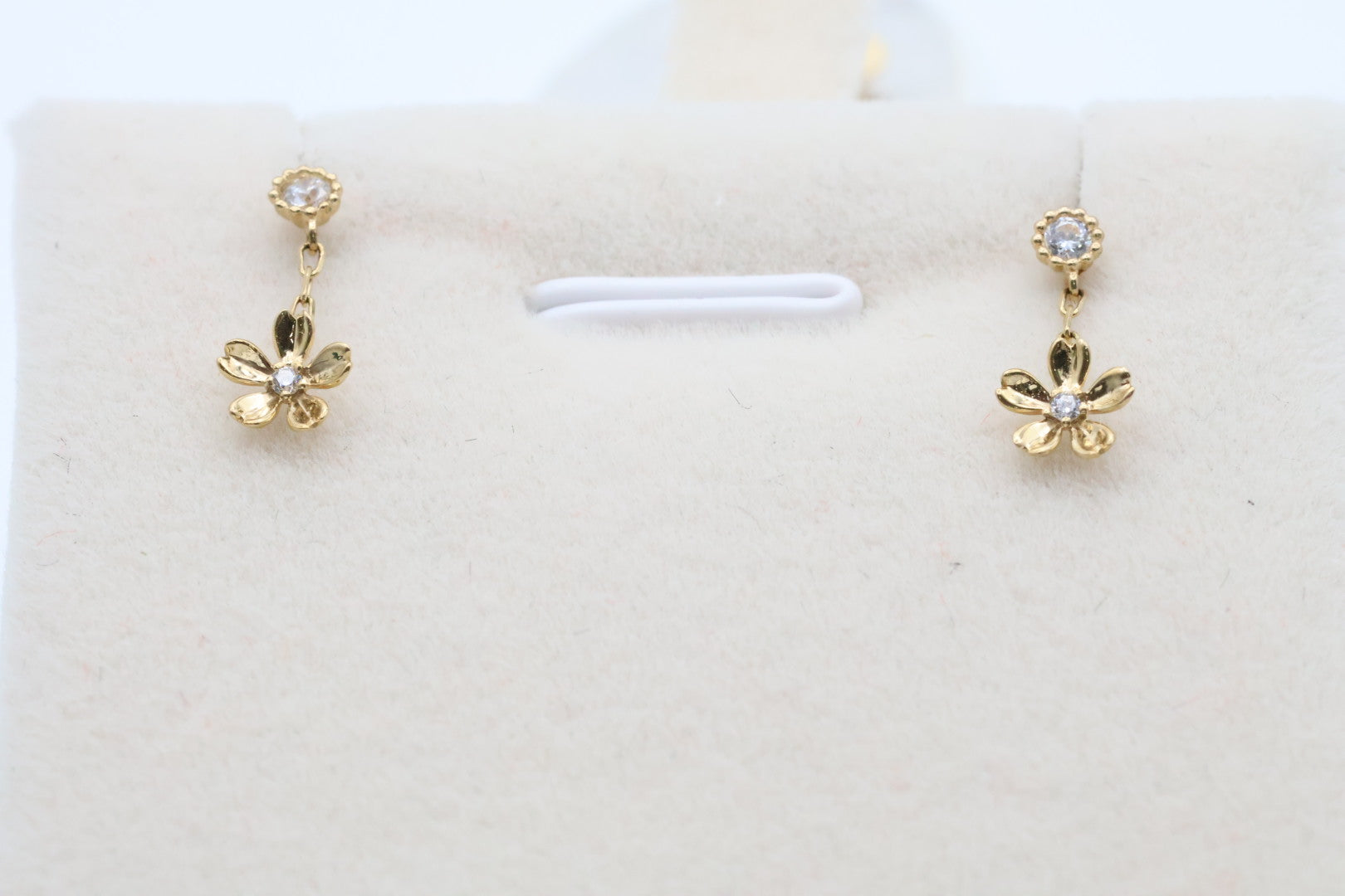 Aretes Flores 14kt zirconia