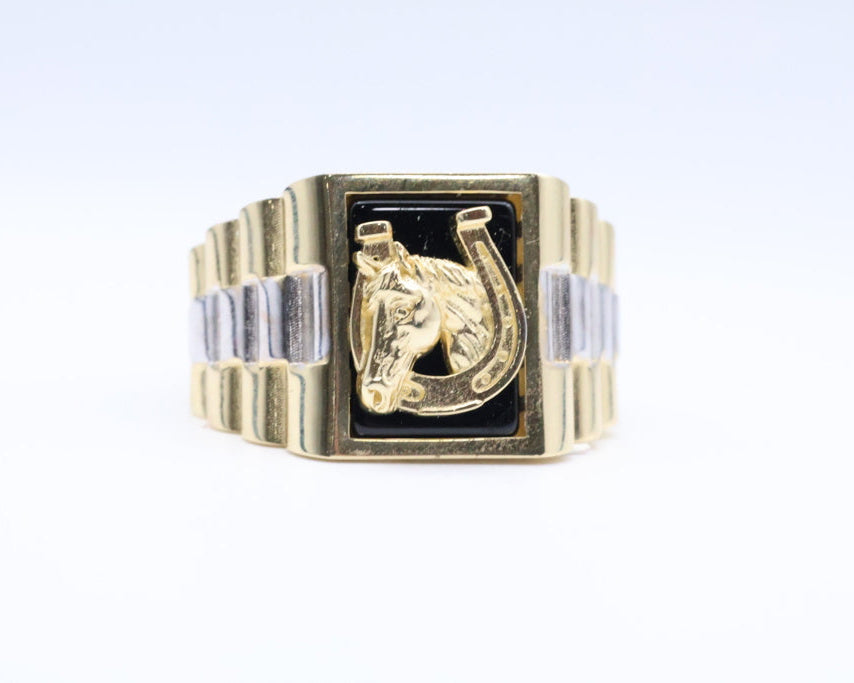 Anillo De Hombre Caballo 14kt zirconia Weight 7.5g