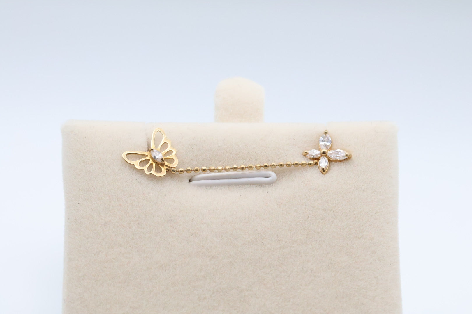Aretes Mariposa 14kt zirconia