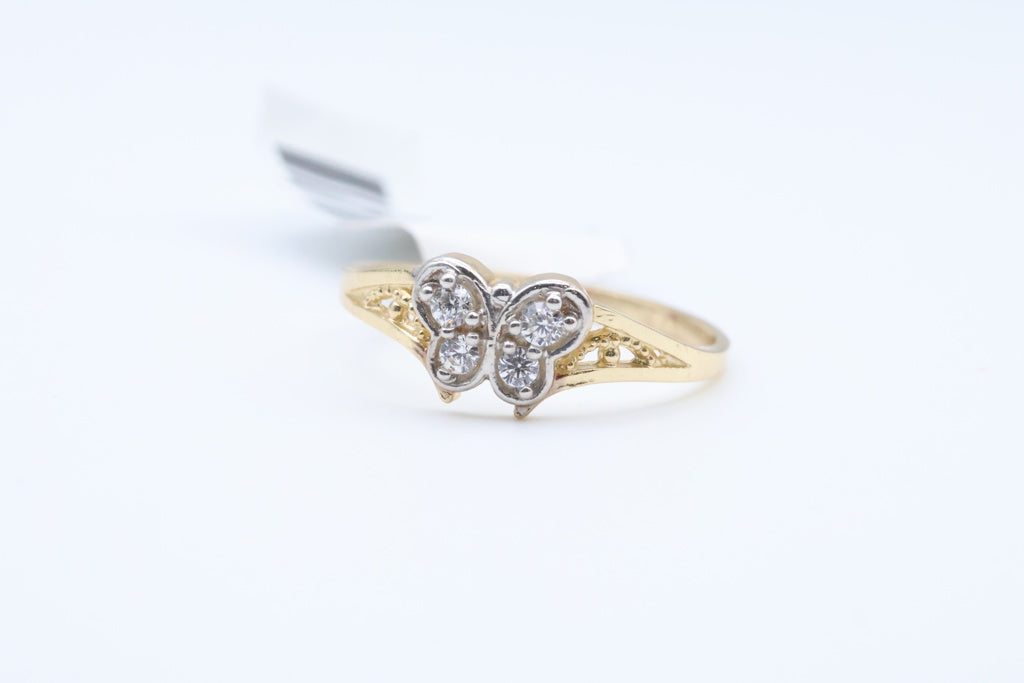 Butterfly Women's Ring 14kt zirconia Weight 1.6g