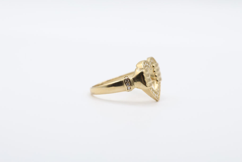 Anillo de Mujer Corazon con Manos 10Kt Weight 2.5g