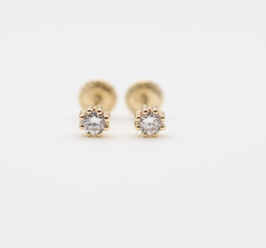 Aretes 14kt Diamante Size 3.6mm