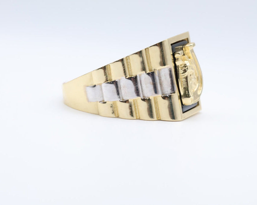 Anillo De Hombre Caballo 14kt zirconia Weight 7.5g