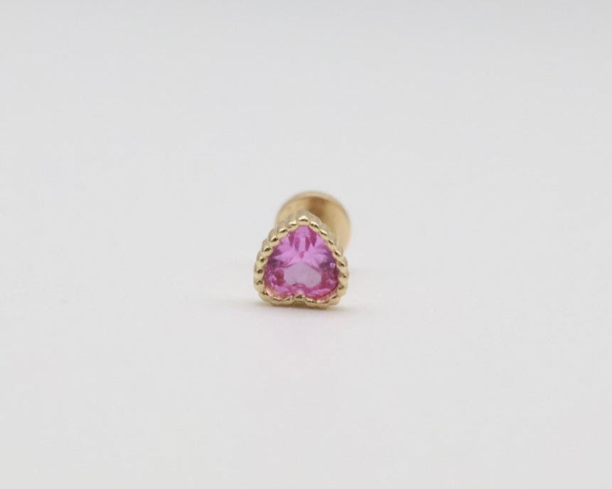 Piercing Corazon 14kt Rosado Size 3.8mm