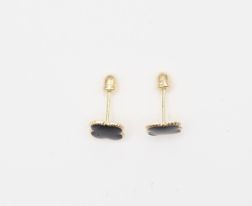 Aretes Flor Negra 14kt Size 6mm