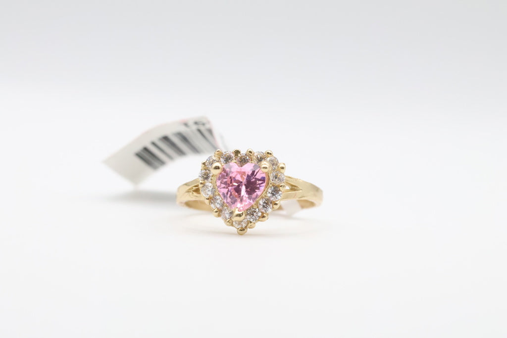 Anillo De Niña Corazon Rosado 14kt zirconia Weight 1.3g