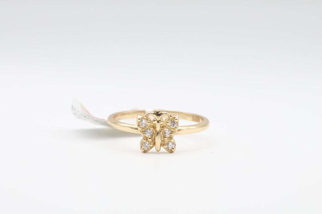 Butterfly Women's Ring 14kt zirconia Weight 2.7g