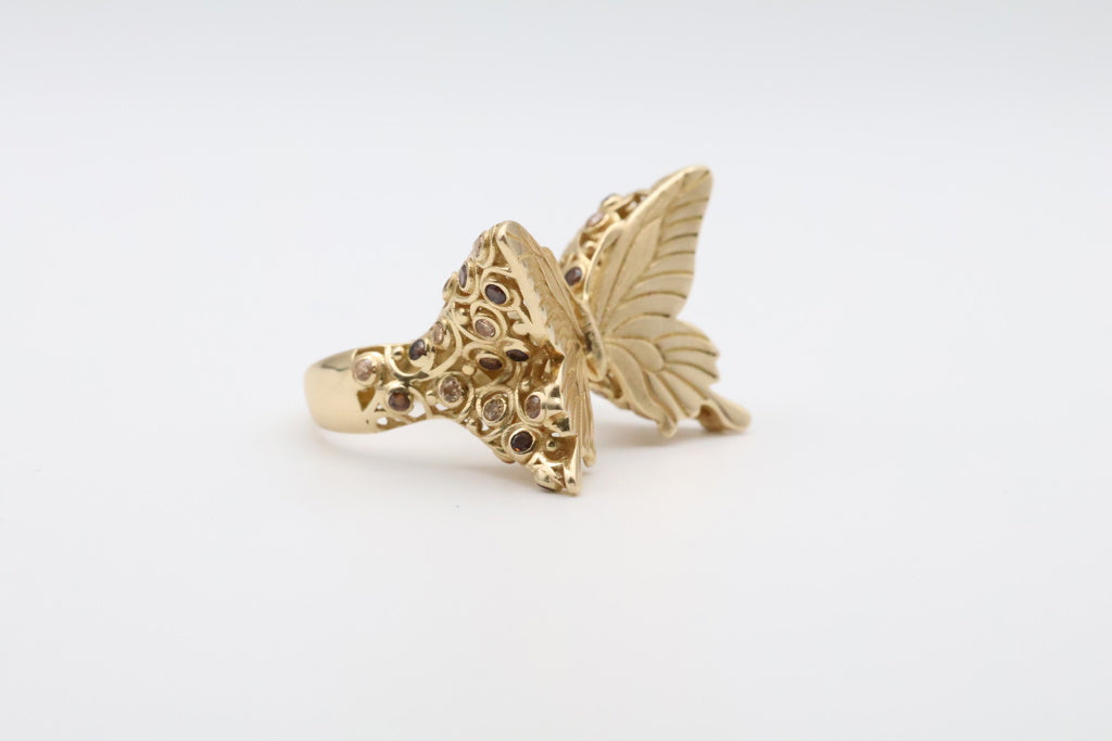 Anillo de Mujer Mariposa 14kt zirconia Weight 5.2g