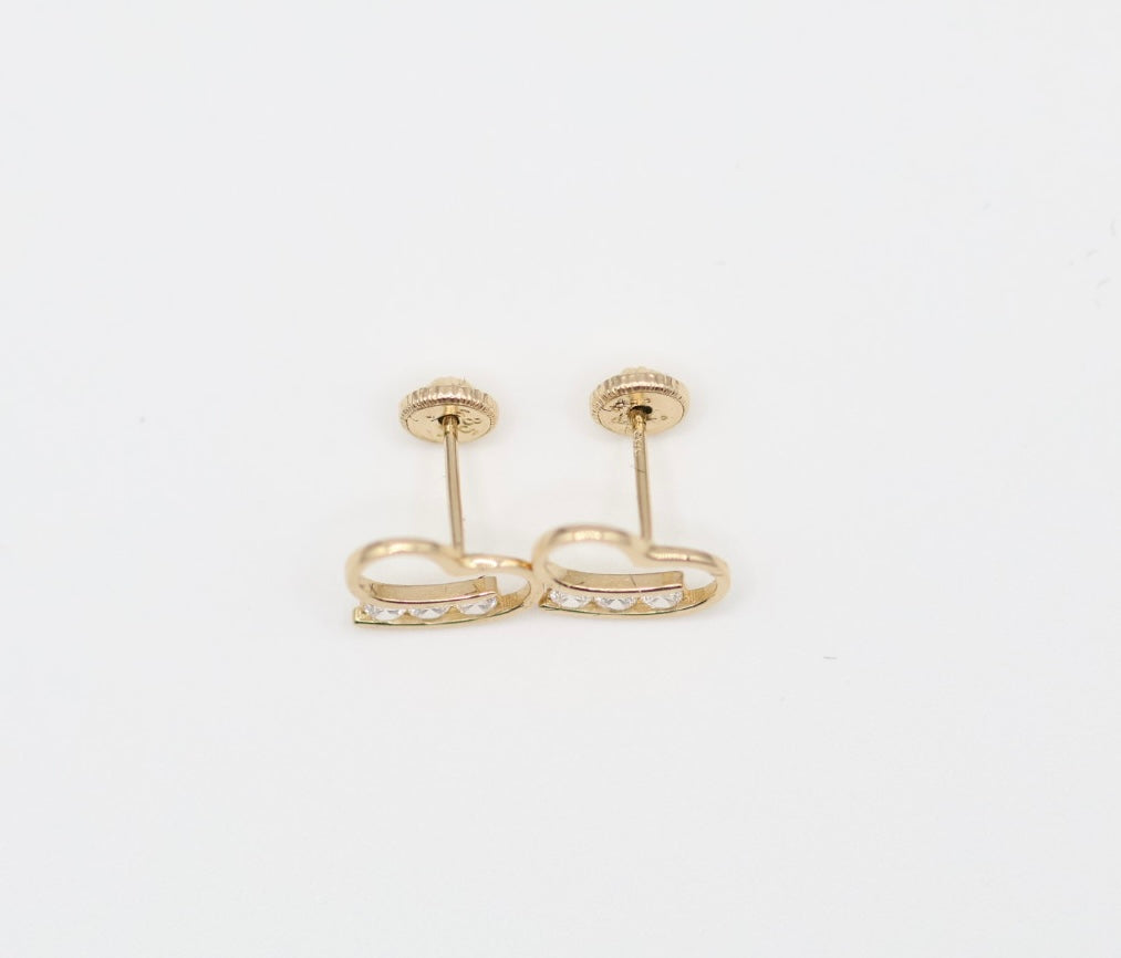 Aretes Corazon 14kt zirconia Size 9mm