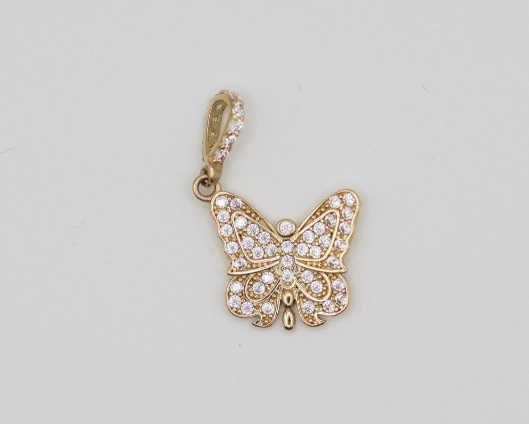 Dijes Mariposa 14kt zirconia Size 12mm Weight 1.7g