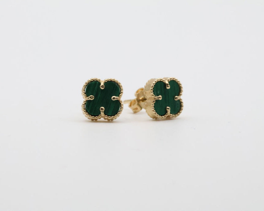 Aretes Flor Verde 14kt Verdes Size 9.5mm Weight 1.9g