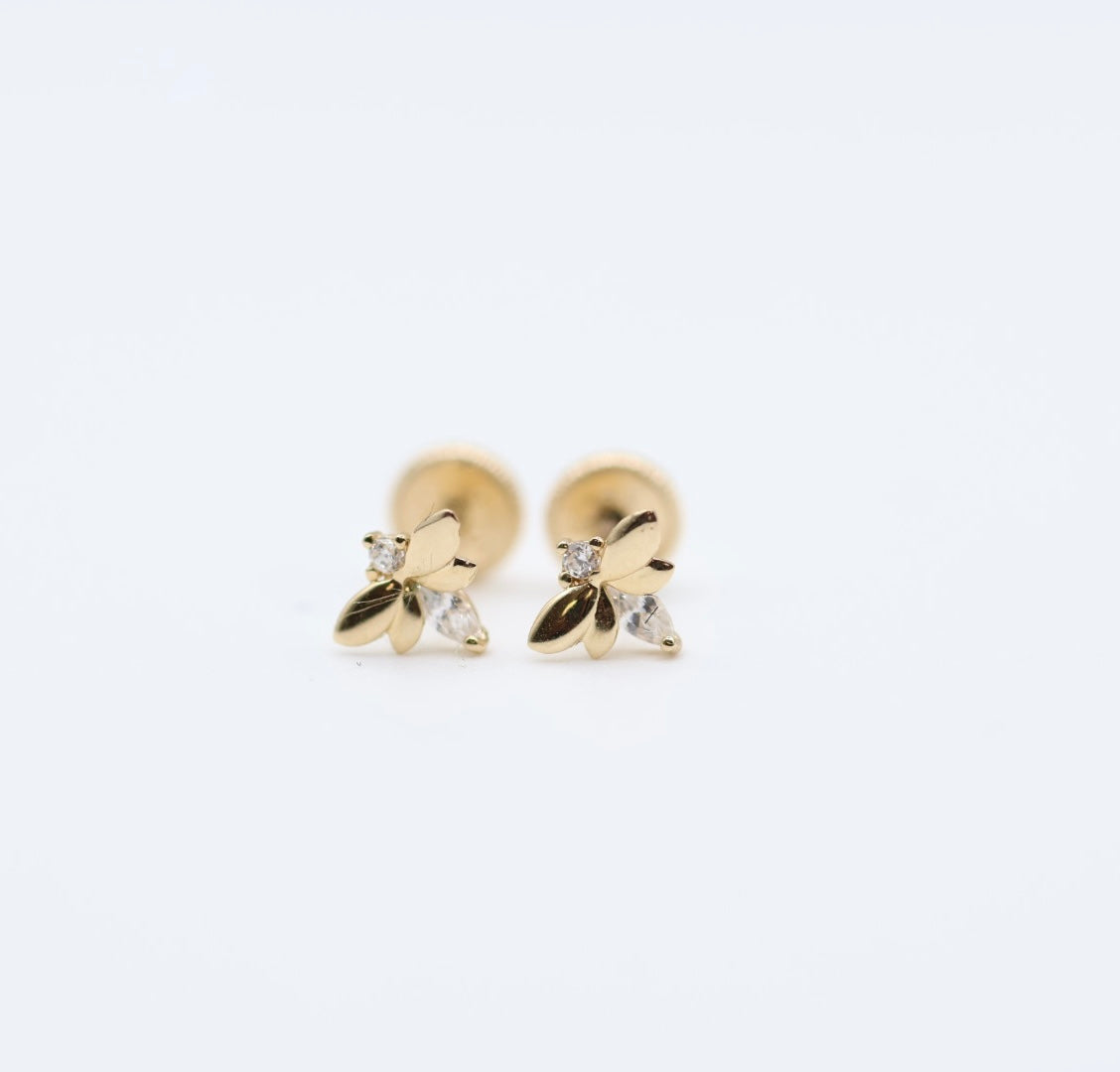 Aretes Libélula 14kt zirconia Size 5mm