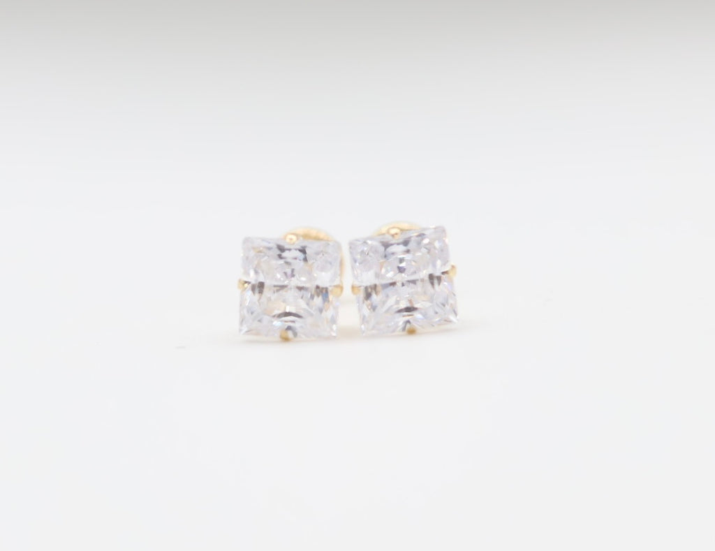 Aretes Cuadrado 14kt zirconia Size 6mm