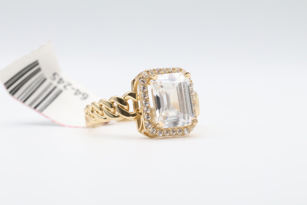 Anillo de Mujer Piedra Blanca 14kt zirconia Weight 3.5g