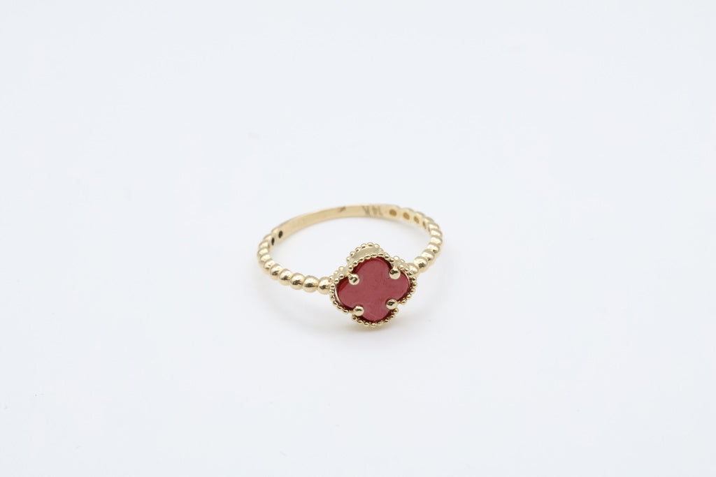 Anillo de Mujer Flor Roja 14kt Weight 1.8g