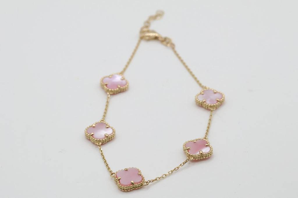 Manillas 5 Flores 14kt Rosadas Weight 3.7g