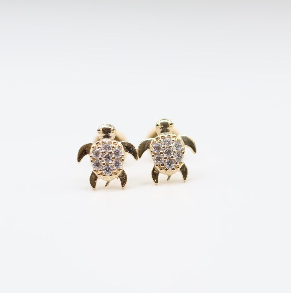 Aretes Tortuga 14kt zirconia