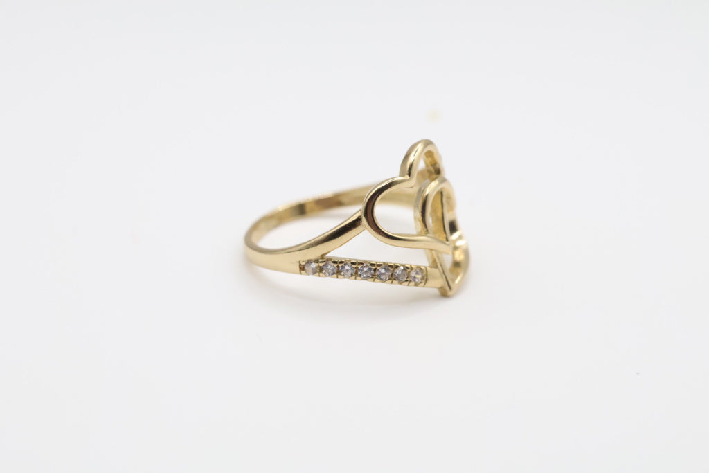 Anillo de Mujer 2 Corazones 10Kt Weight 2.7g