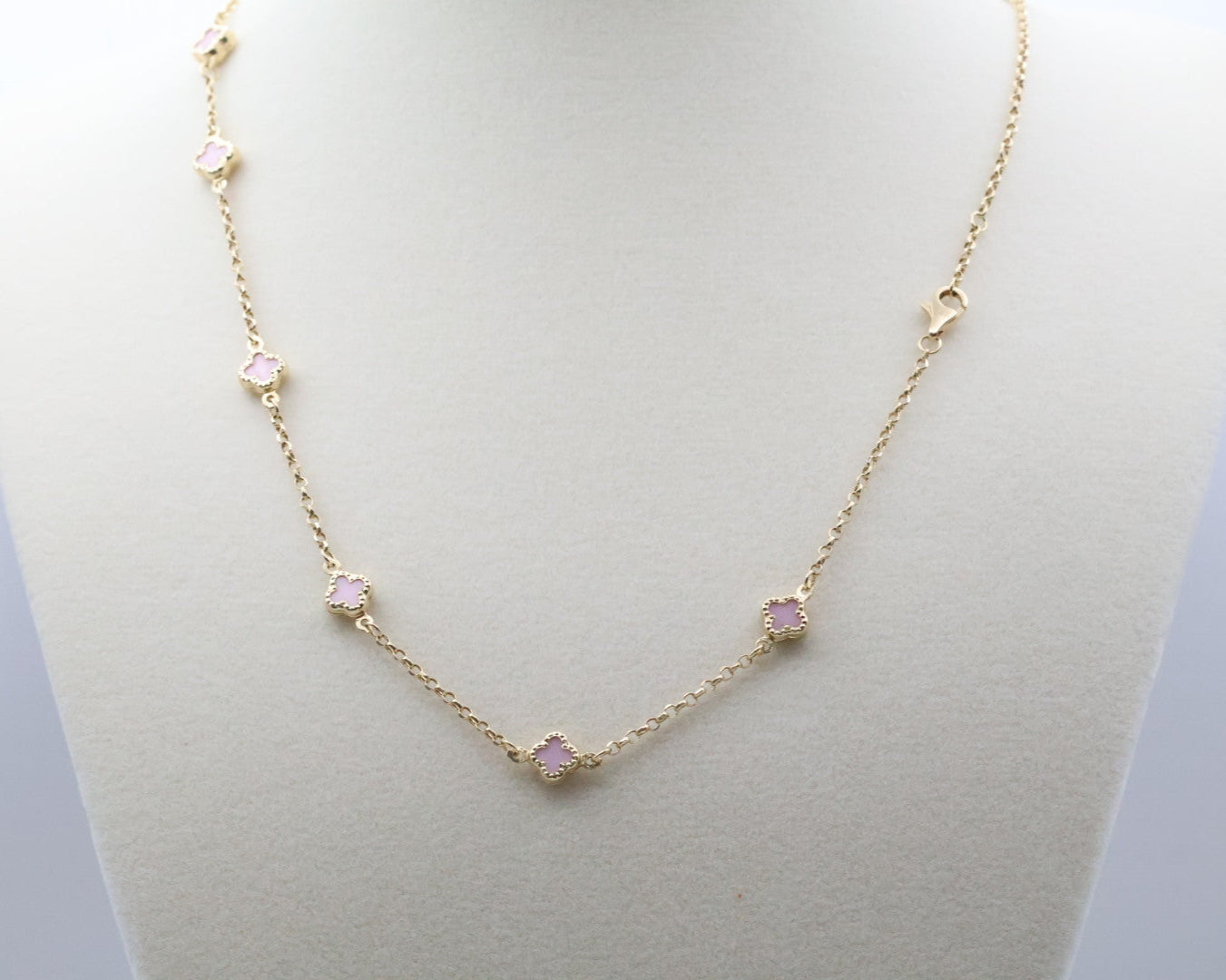 Cadena Flores Rosadas 14kt Rosada Size 16" Weight 6.1g