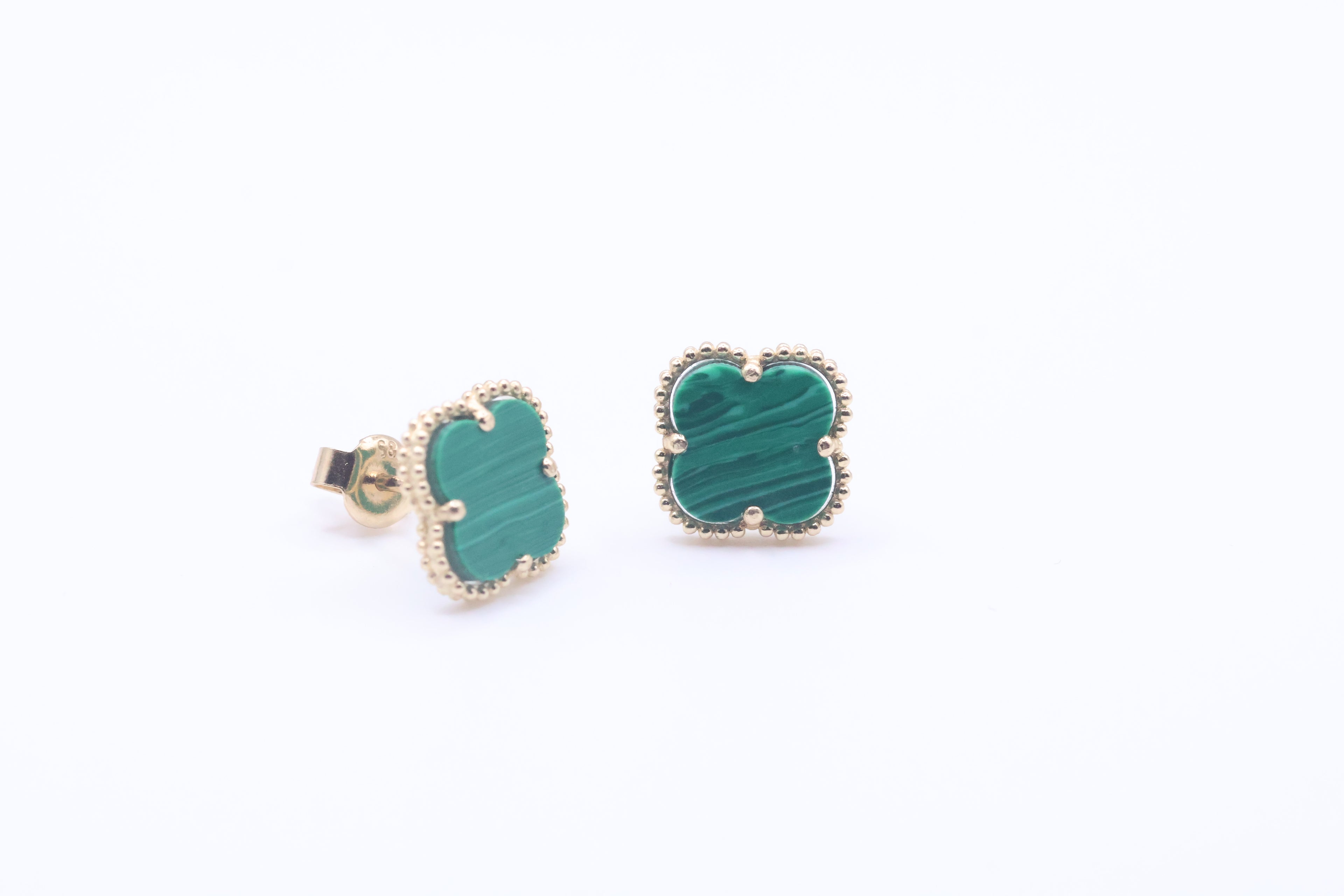 Aretes Flores 14kt Verdes Weight 2.88g