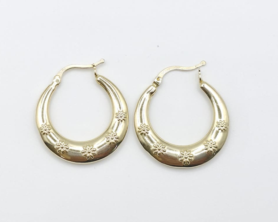 Argollas Argollas con flores 14kt Size 23mm Weight 1.5g