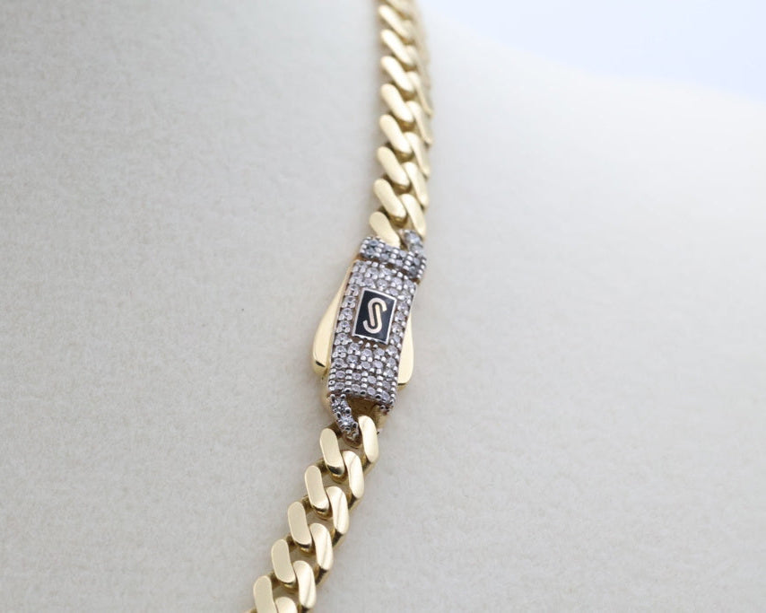 Cadena Monaco 14kt zirconia Size 5mm Weight 11.2g