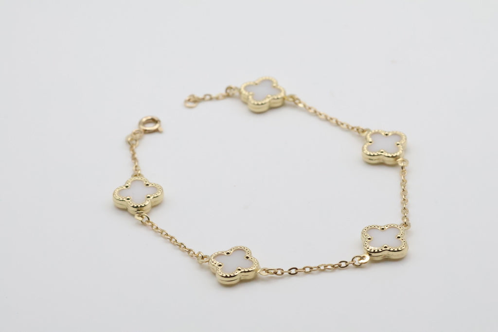 5 Flower Bracelets 14kt White Weight 5.5g