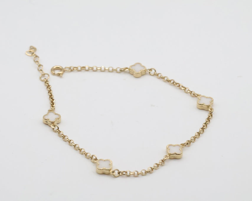 Manillas 5 Flores 14kt Blancas Weight 2.5g