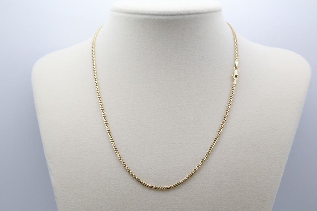 Cadena Cubana 14kt Size 2mm x 16" Weight 5.4g
