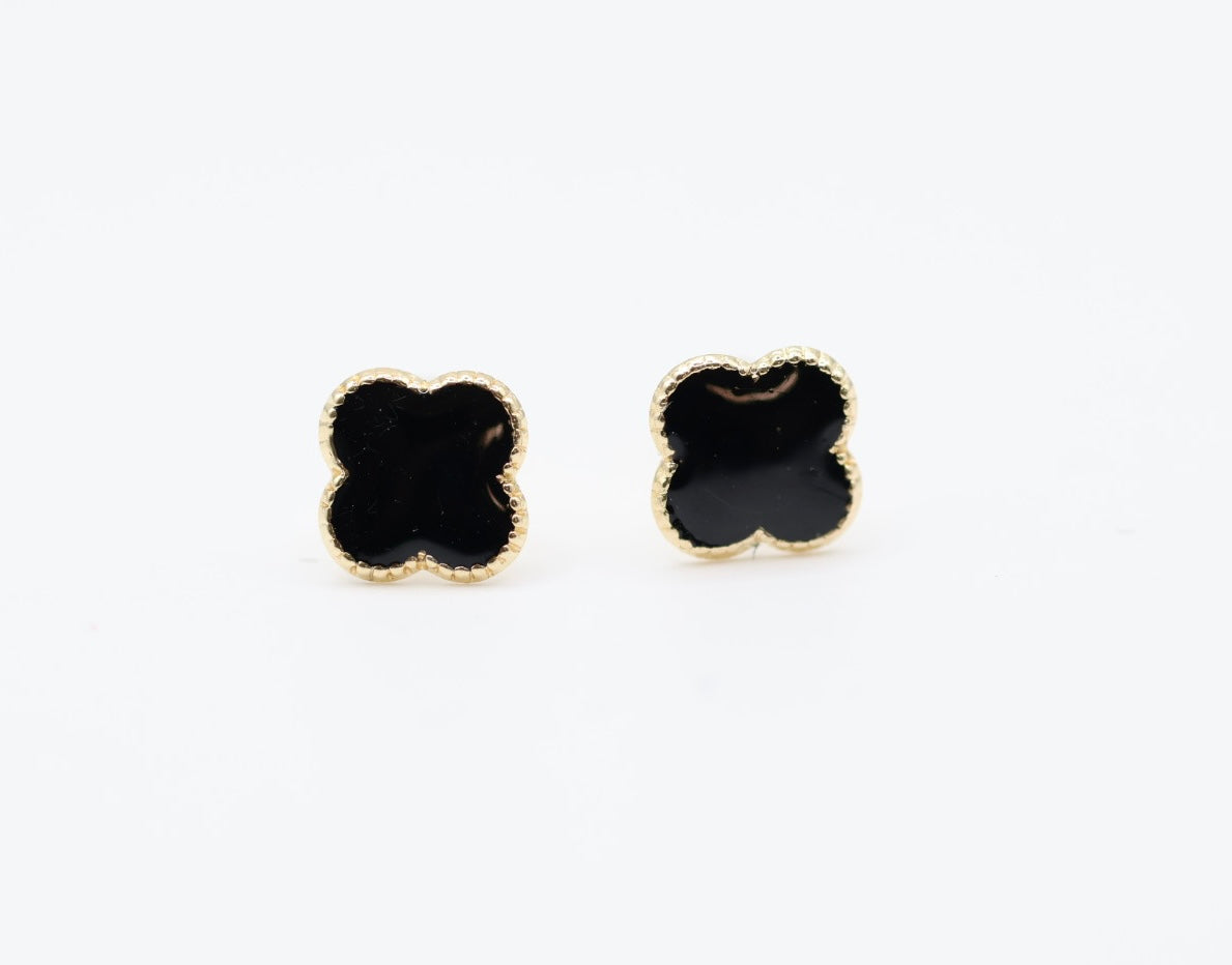 Aretes Flor Negra 14kt Size 6mm