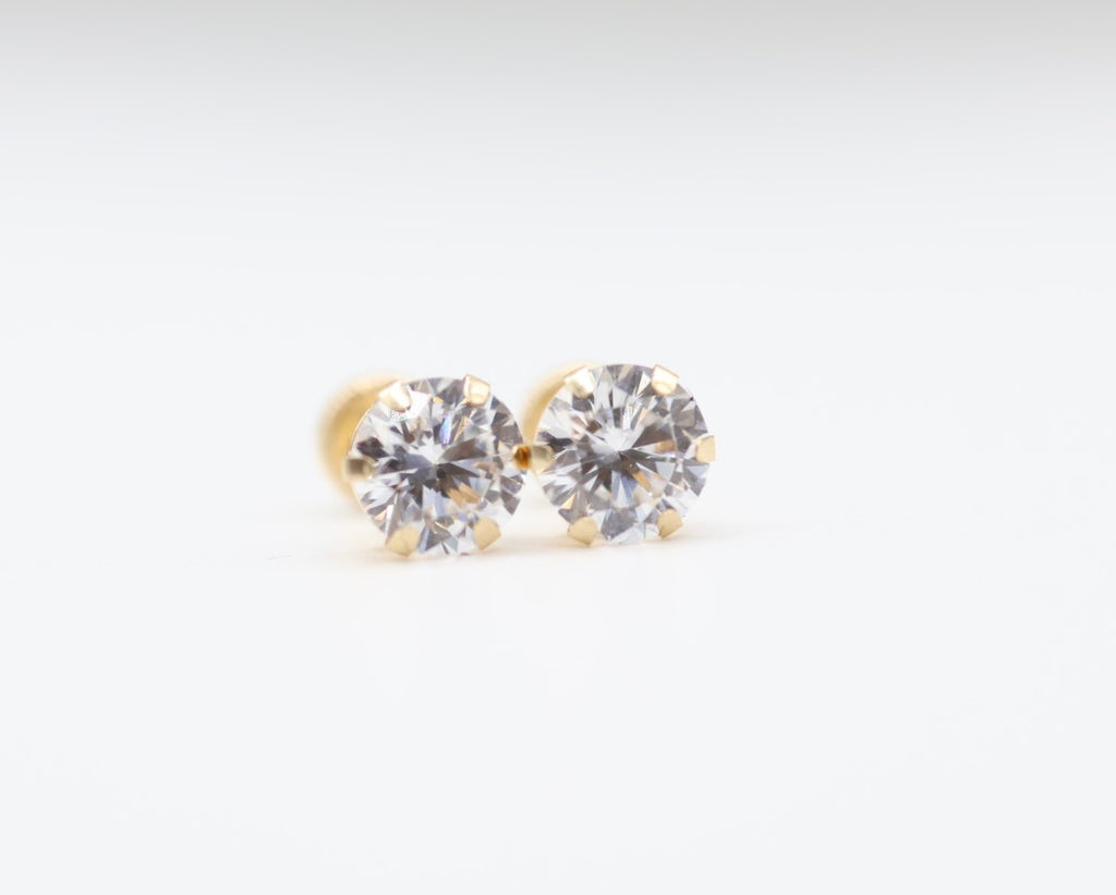 Aretes 14kt zirconia Size 6mm