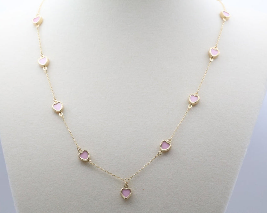 Cadena Corazones 14kt Rosada Size 18" Weight 6.6g