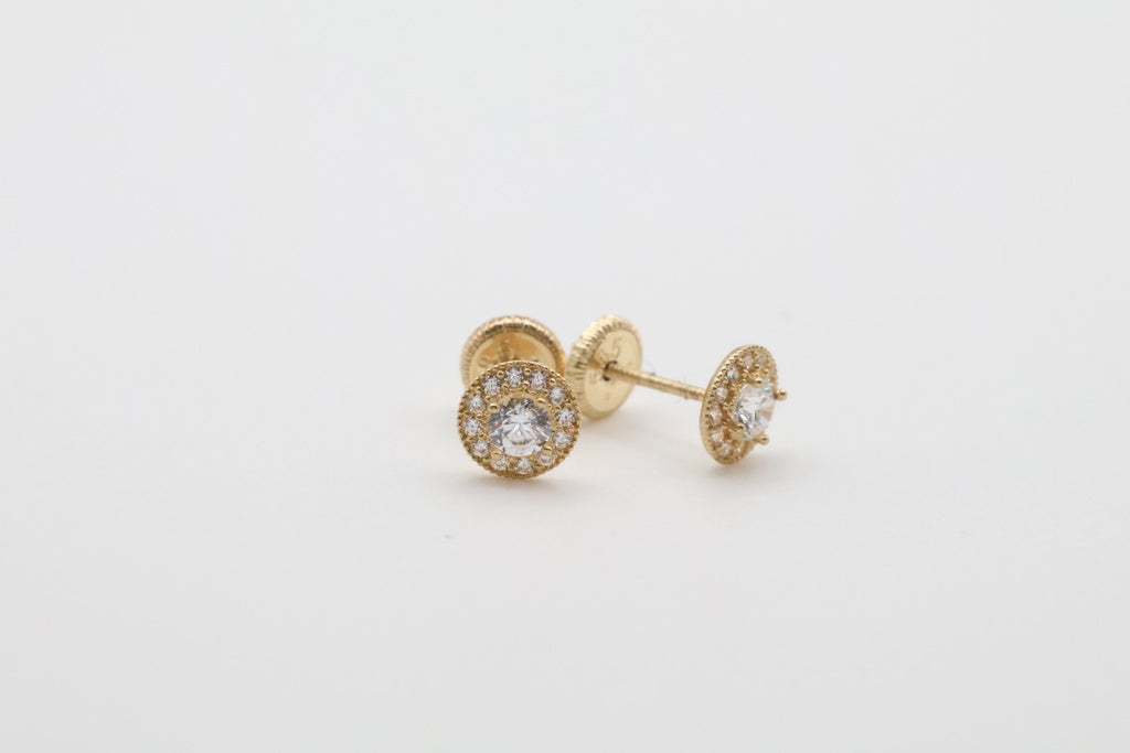 Aretes Redondo 14kt zirconia Size 5mm
