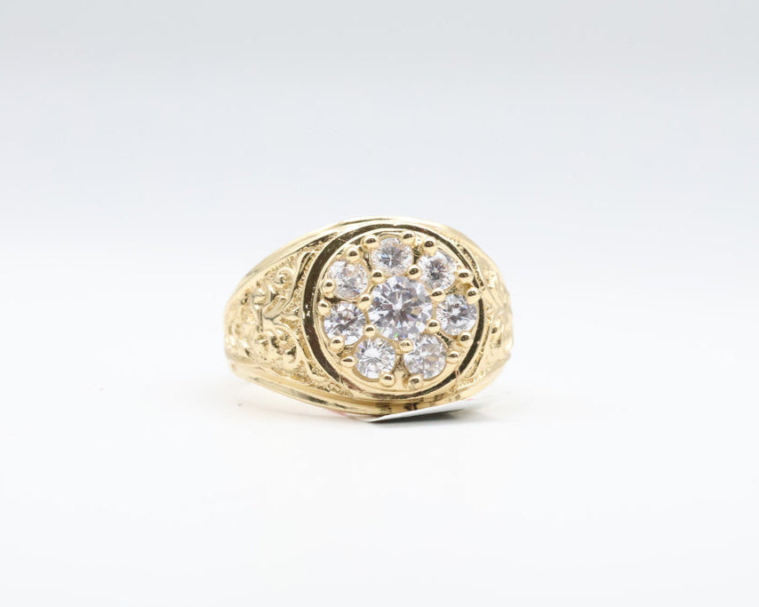 Anillo De Hombre Piedra Blanca 14kt zirconia Weight 8.5g