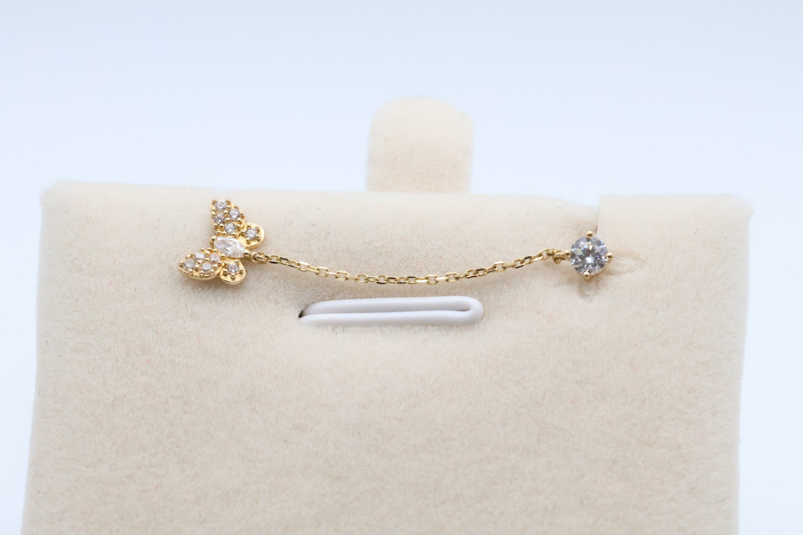 Aretes Mariposas 14kt zirconia