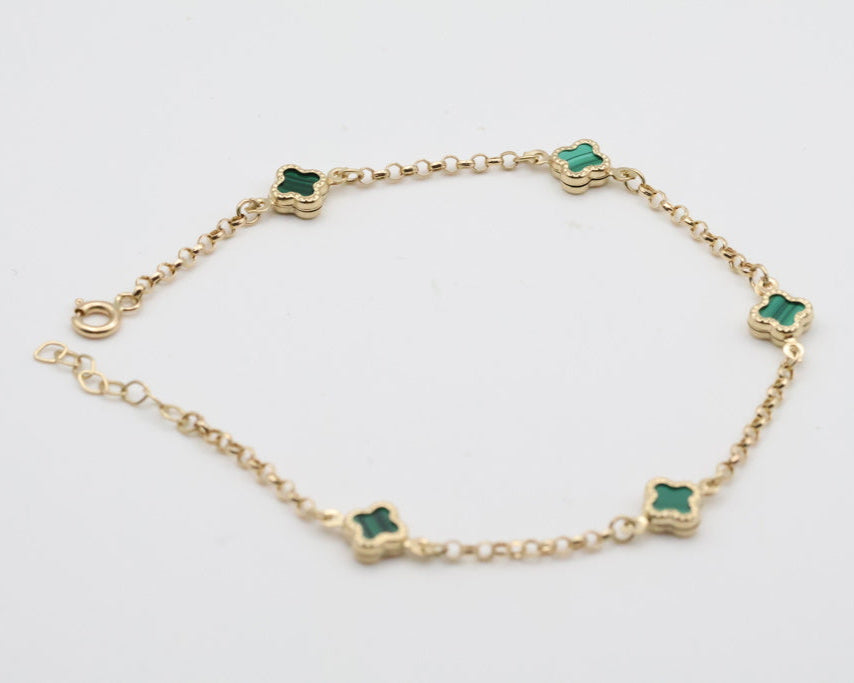 Manillas 5 Flores 14kt Verdes Weight 2.2g