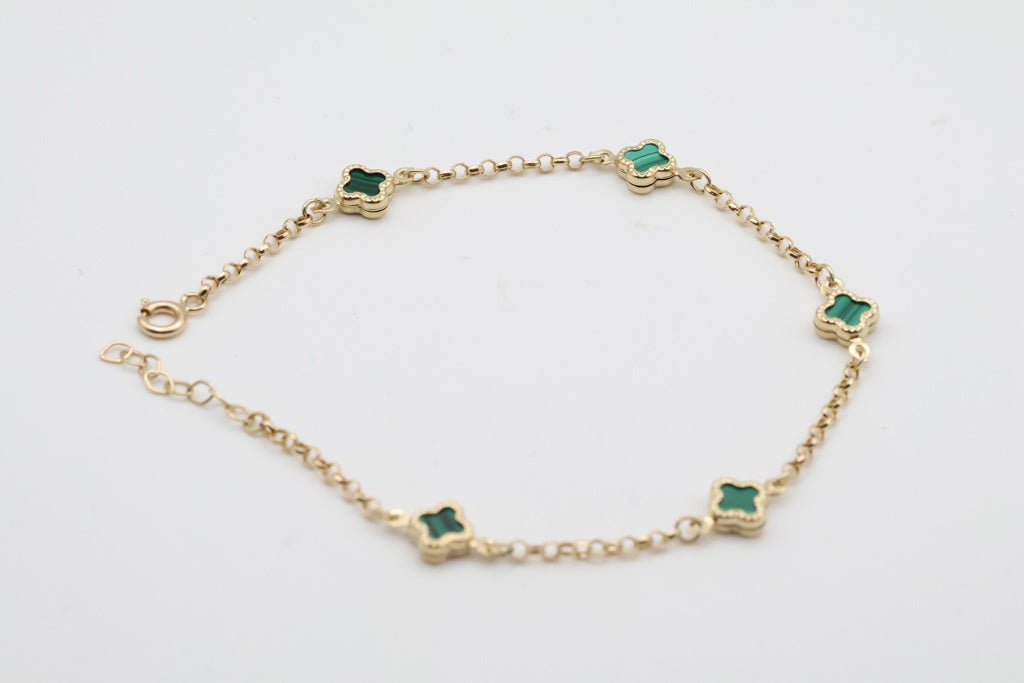 5 Flower Bracelets 14kt Green Weight 2.2g