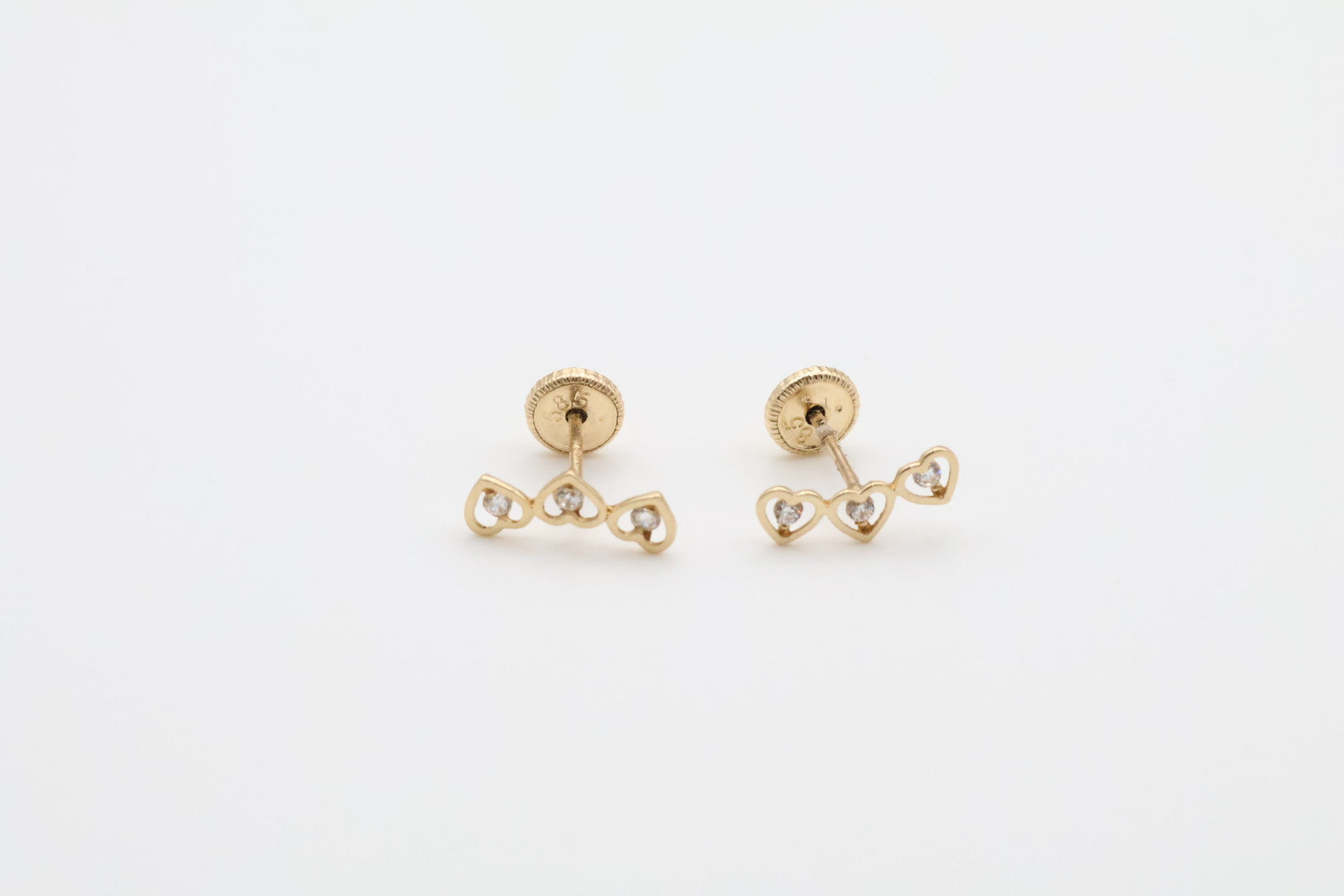 Aretes Corazon 14kt zirconia Size 10mm x 4mm
