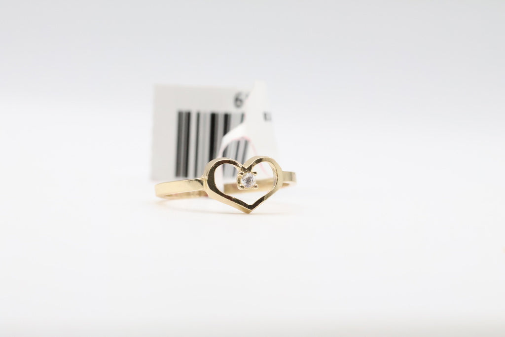 Anillo De Niña Corazon con piedra 14kt zirconia Weight 0.7g