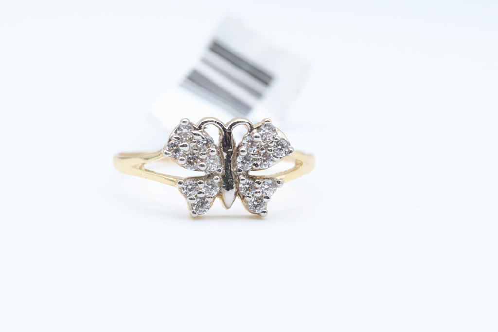 Butterfly Women's Ring 14kt zirconia Weight 1.8g
